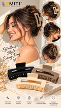 LEMITI™ Large Hair Claw Clips – 3 Pack | Everyday Hair Accessories