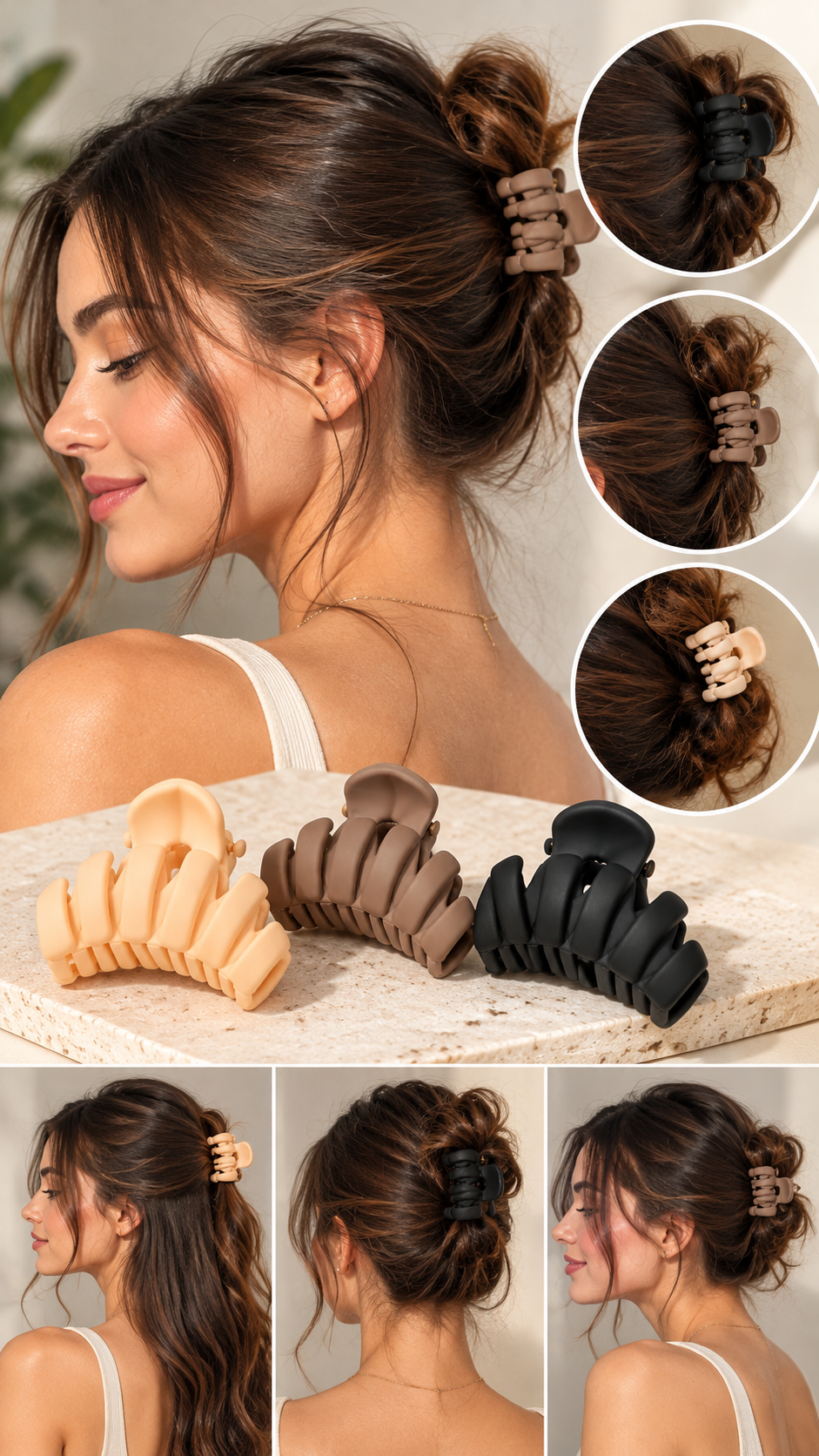LEMITI™ Mini Hair Claw Clips – 3 Pack | Everyday Hair Accessories