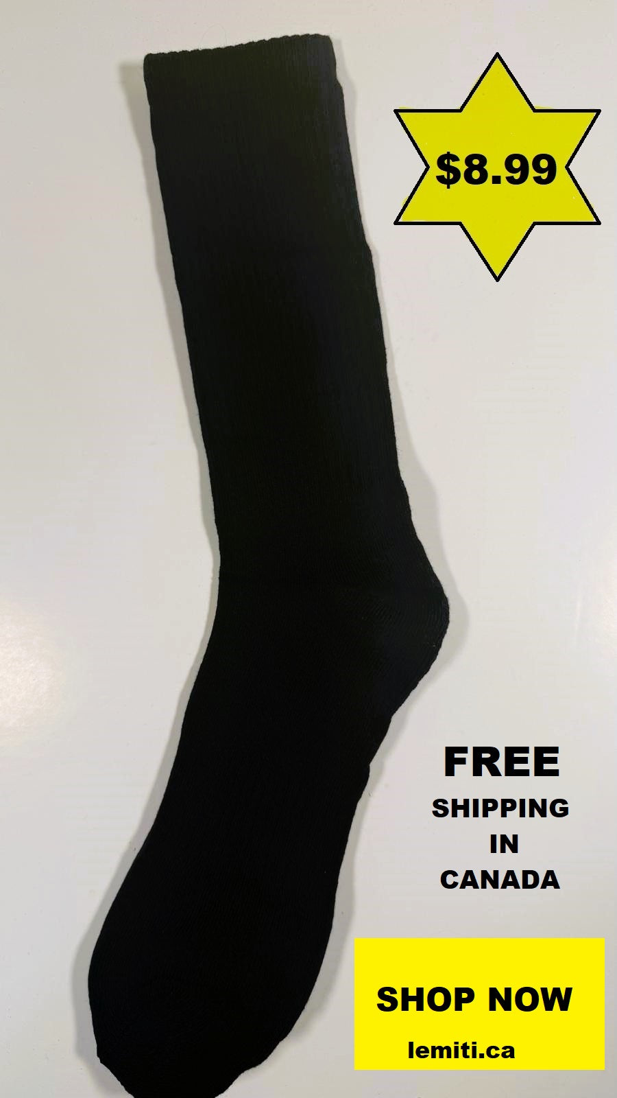 Lemiti Black Crew Socks (Everyday Comfort)