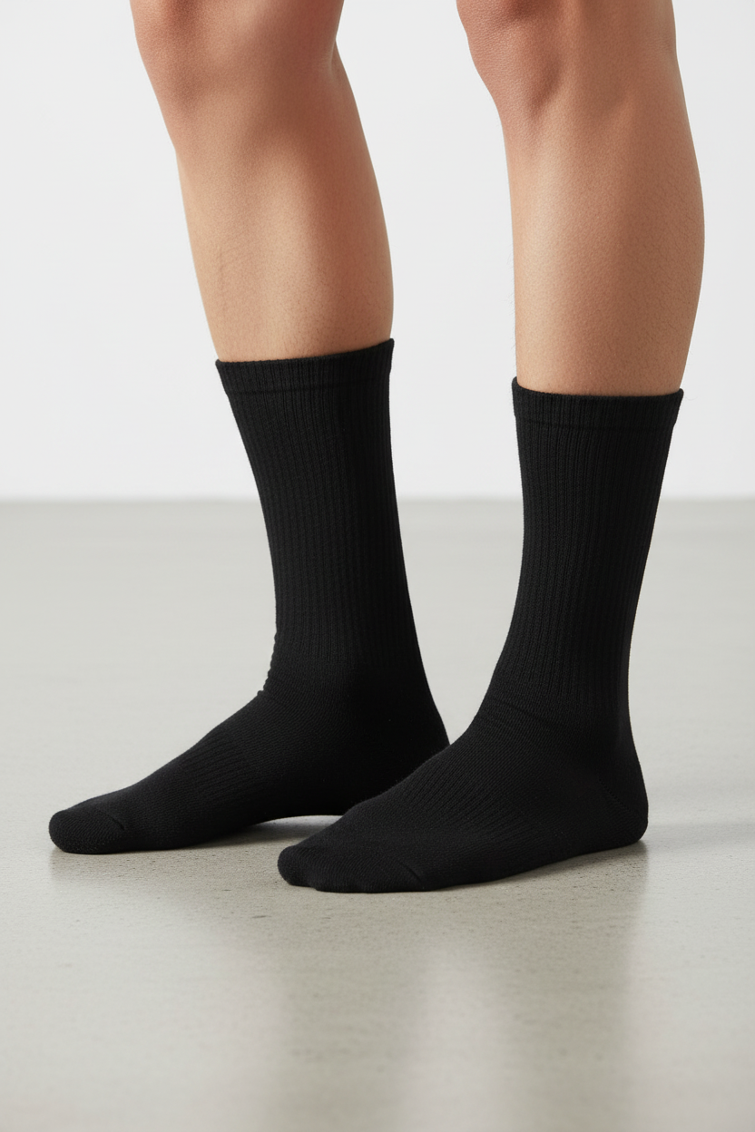 Lemiti Black Crew Socks (Everyday Comfort)